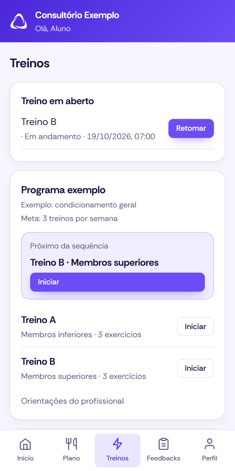 Treinos no portal do aluno