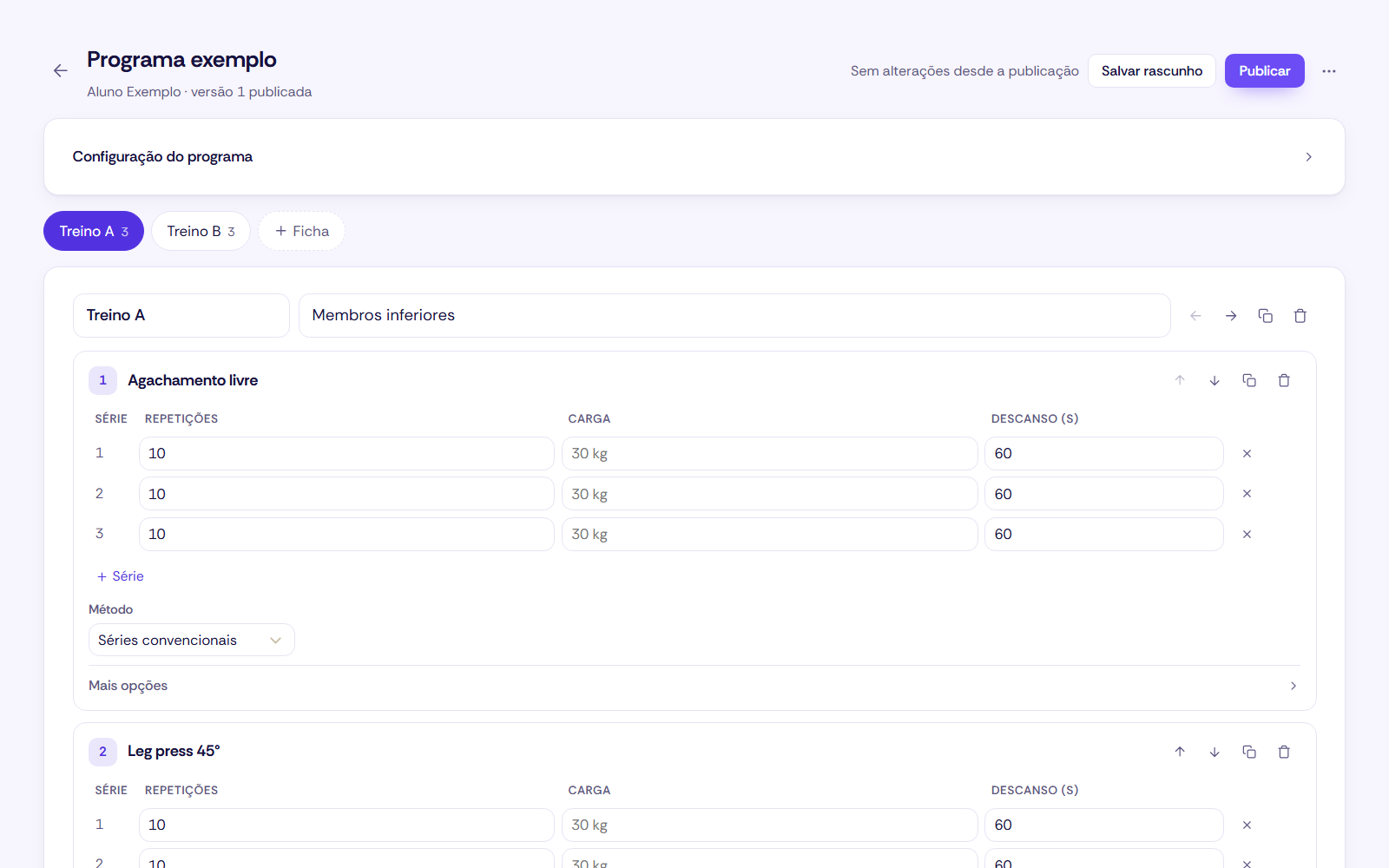 Editor de treinos da ZEV3